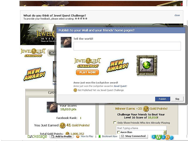 Jewel Quest Challange on Facebook Screenshot 1